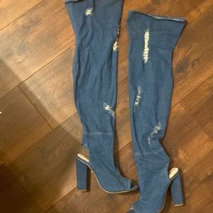 Deals for Blue Jean Thigh Boots 